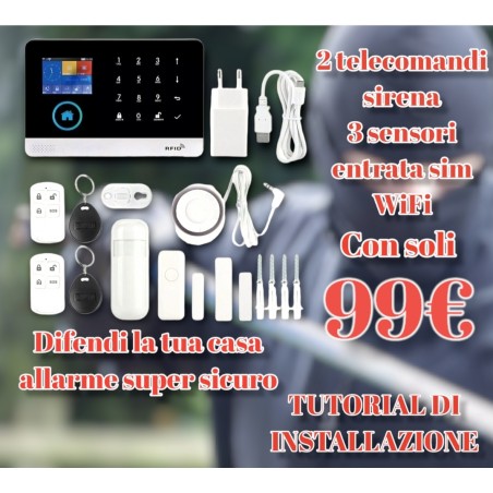 KIT ANTIFURTO CASA COMBINATORE ALLARME GSM+GPRS+WIFI+APP SENZA FILI