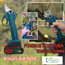 FORBICE DA POTATURA A BATTERIA CESOIA 26V 3.0AH TAGLIO 30MM 2 BATTERIE + VALIGIA