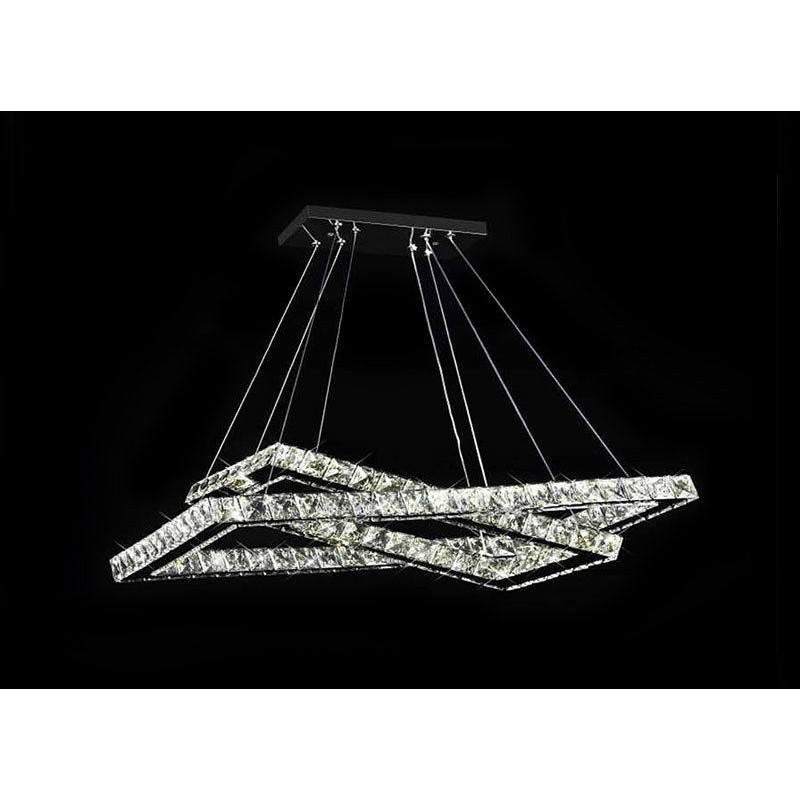 Lampadario moderno a led 48w con cristalli luce bianchissima 6500k