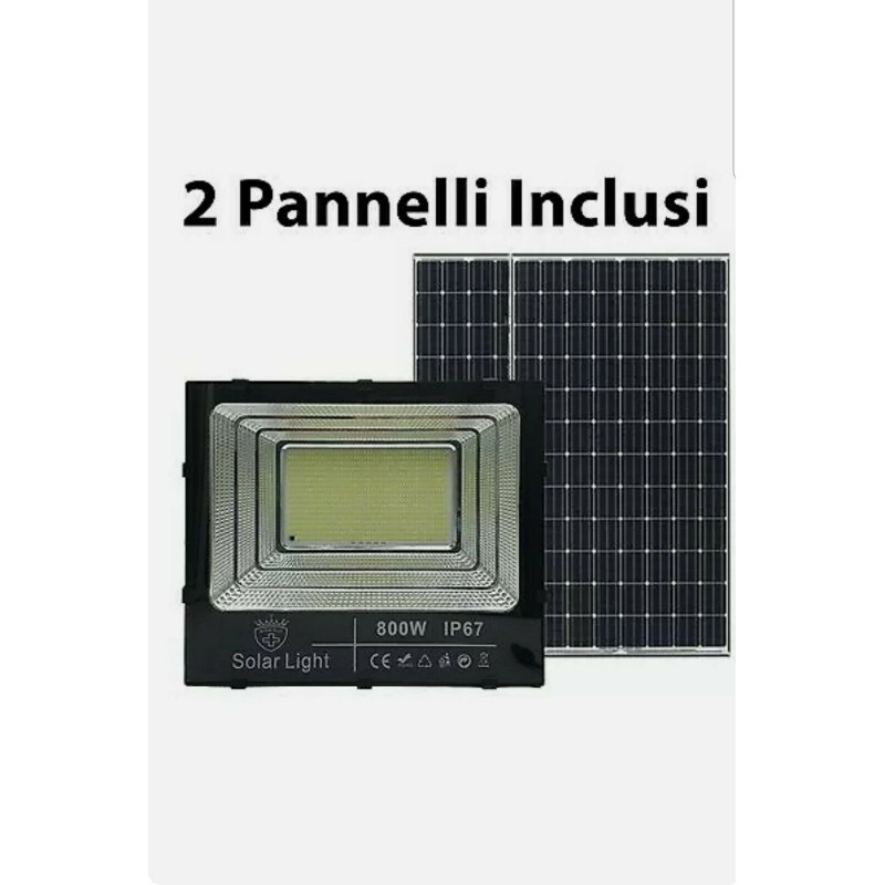 FARO LED CON PANNELLO SOLARE CREPUSCOLARE 800W IP66 LM con telecomando