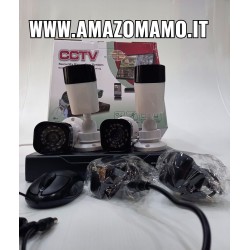 KIT VIDEOSORVEGLIANZA 4 TELECAMERA INFRAROSSI + DVR + ALIMENTATORE + CAVI